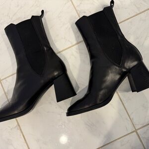 Black Leather Mango Boots Size 38
